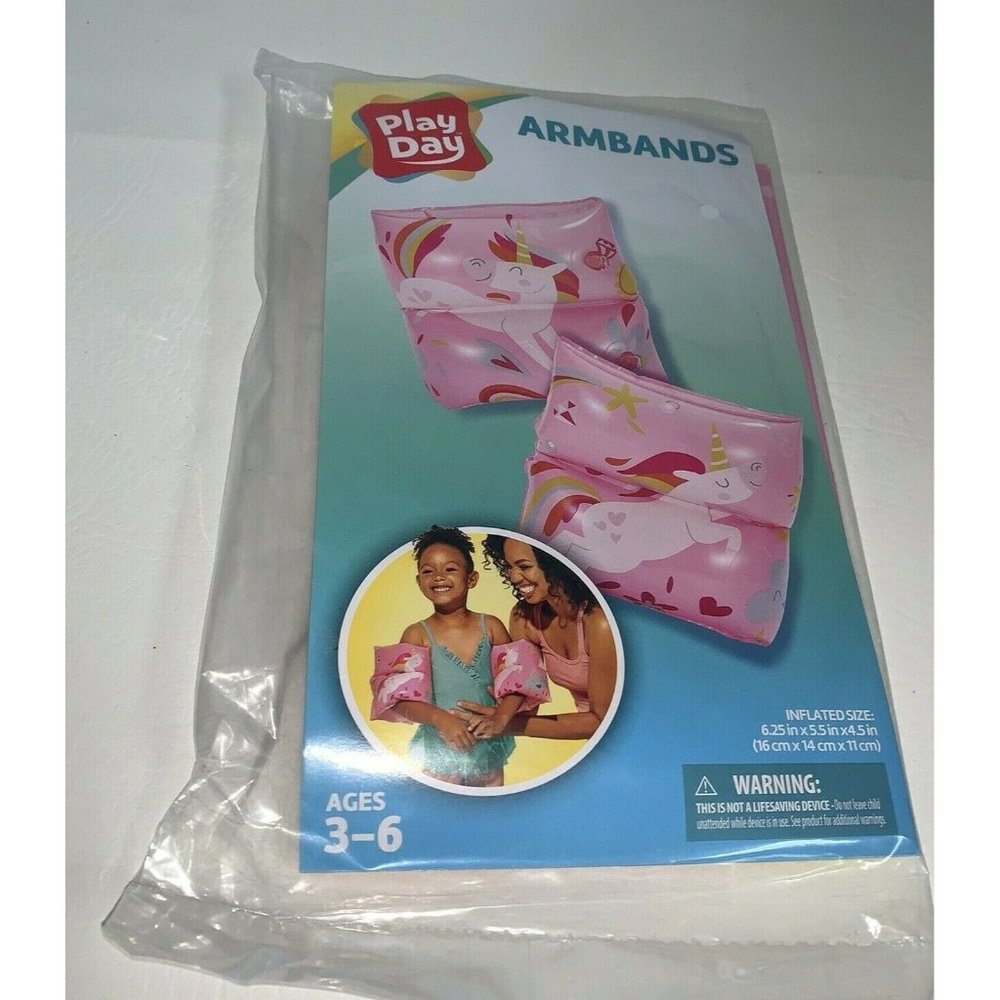 Inflatable Swimming Arm Bands Floaties Kids Pool Safety Pink Girls Unicorn